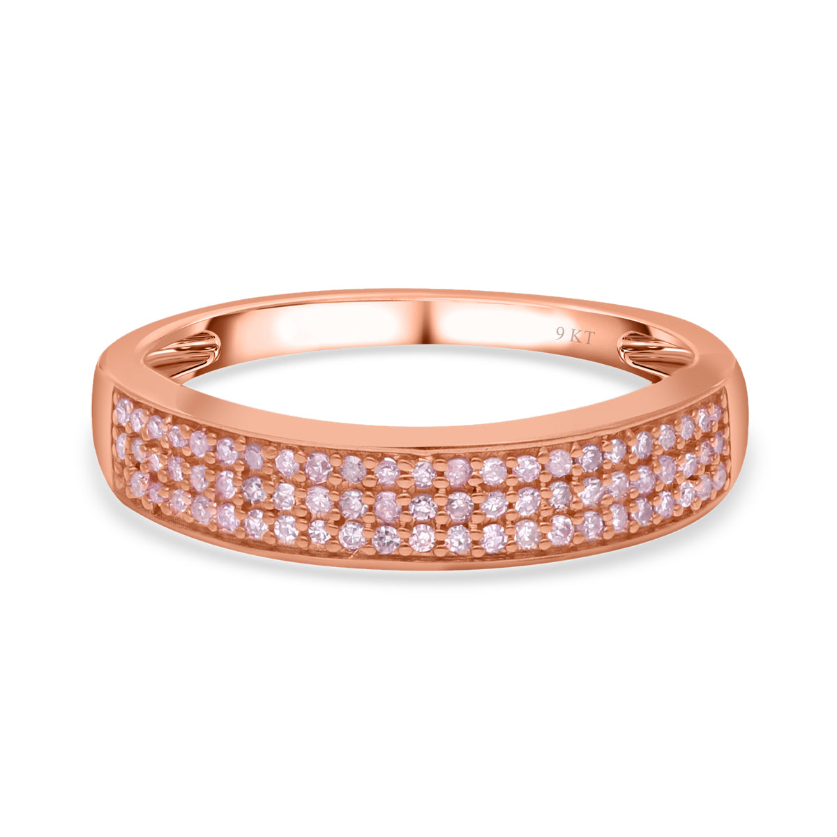 Natural Pink Diamond Half Eternity Band Ring in 9K Rose Gold, SGL Certified 7634946 0