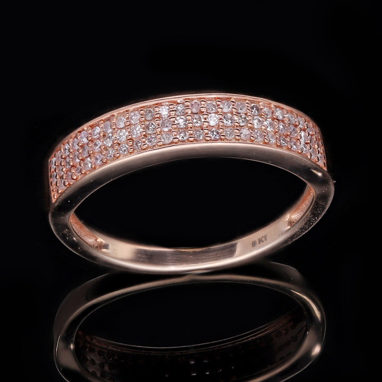 Natural Pink Diamond Half Eternity Band Ring in 9K Rose Gold, SGL Certified 7634946 1
