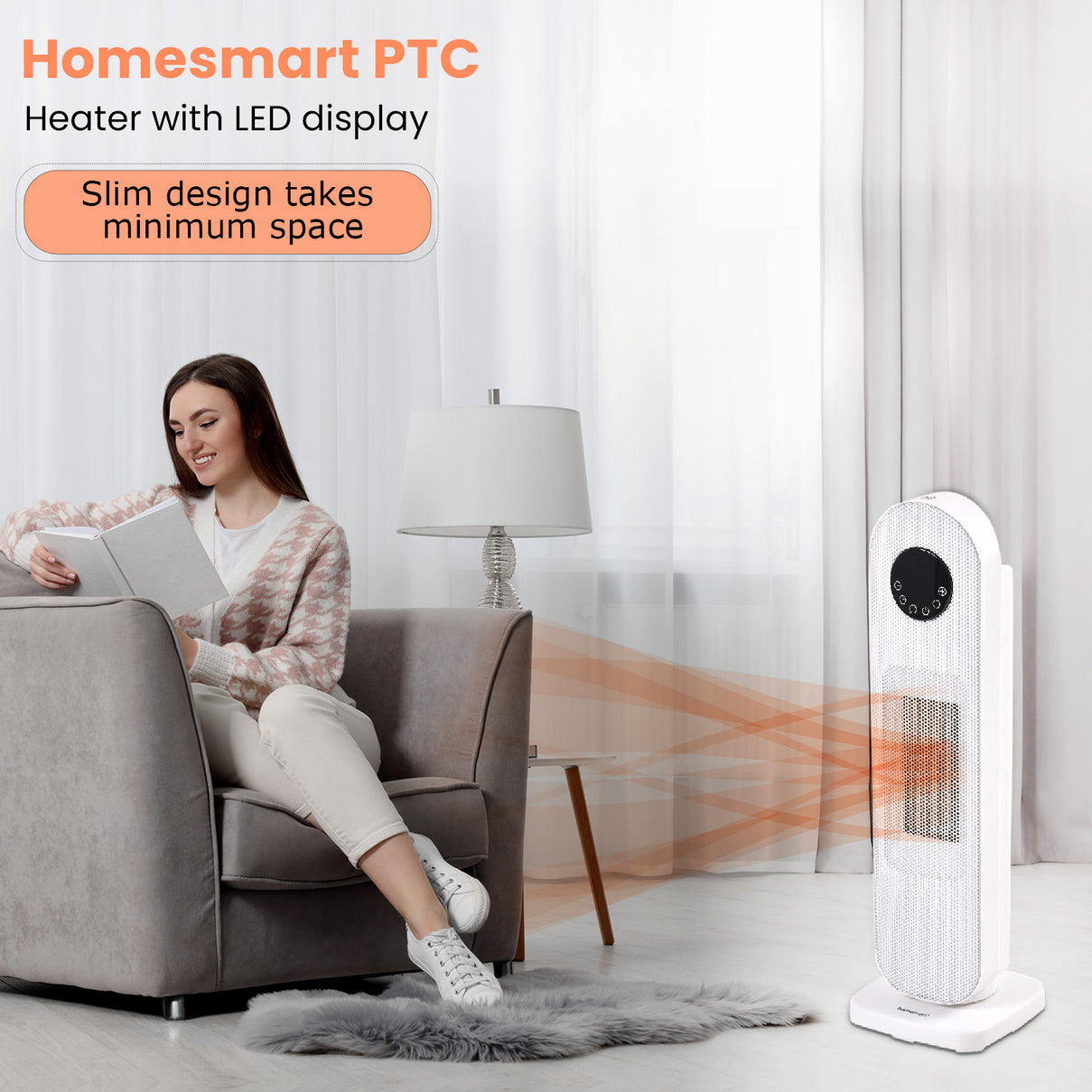 Homesmart Heater with Wide Angle Oscillating Function &amp; LED Display (220-240V, 1300/2000W), Safety Trip Feature V32532666 2