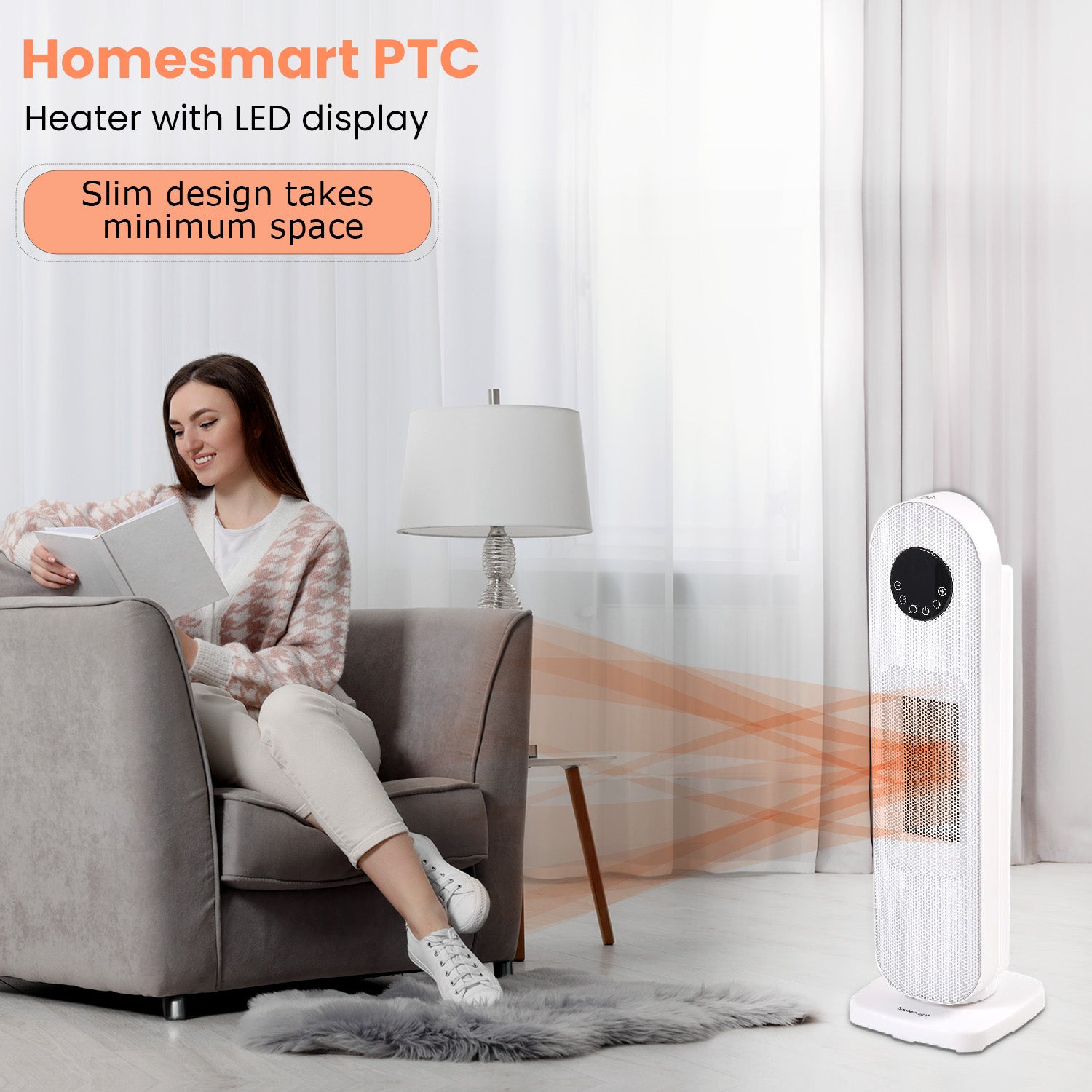 Homesmart Heater with Wide Angle Oscillating Function &amp; LED Display (220-240V, 1300/2000W), Safety Trip Feature V32532666 2