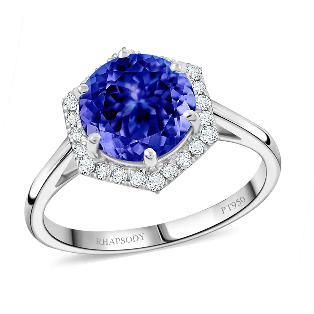 950 Platinum  AAAA  Tanzanite  White Diamond VS Ring 3.00 ct,  Platinum Wt. 5.68 Gms  3.000  Ct._7637934