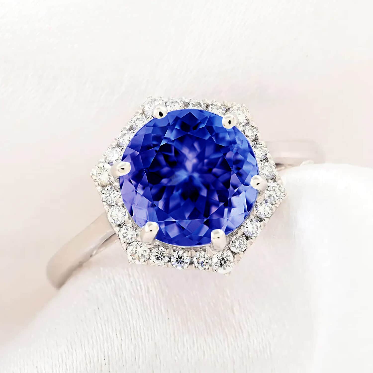 Certified &amp; Appraised RHAPSODY 950 Platinum AAAA Tanzanite, White Diamond VS Halo Ring 3.00 Ct. 7637934 1