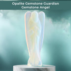 Handcarved Opalite Guardian Angel Figurine Sculpture (Size 8 Cm) & Butterfly Stretchable Bracelet Presented in Velvet Pouch With Gift Card_7638770_2