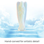 Handcarved Opalite Guardian Angel Figurine Sculpture (Size 8 Cm) & Butterfly Stretchable Bracelet Presented in Velvet Pouch With Gift Card_7638770_3