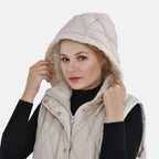 Tamsy Hoodie Puffer Gilet with 2 Side Pockets (Size XL) - Beige_7638857_4