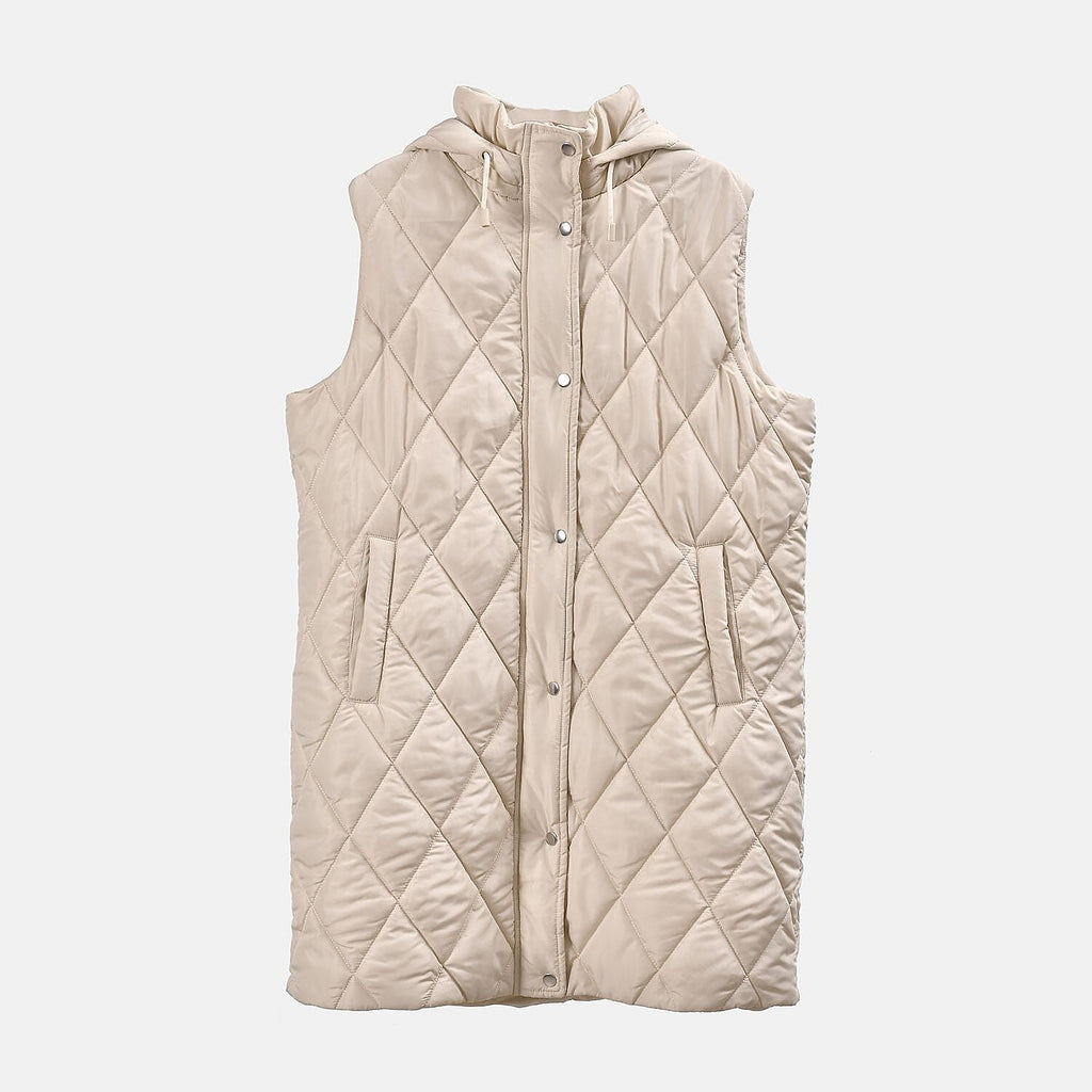 Tamsy Hoodie Puffer Gilet with 2 Side Pockets (Size XL) - Beige_7638857_5