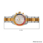 MAJESTY Multi Function Chronograph Movt. Multi Colour Cubic Zirconia Studded Water Resistant Watch in Two Tone Chain Strap_7644024_6