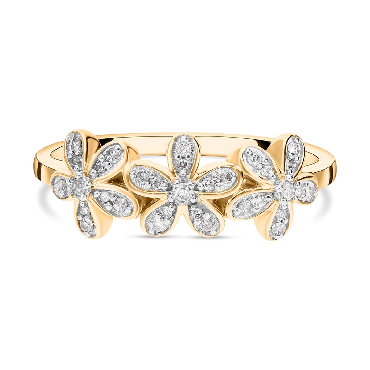 Diamond Floral Ring in 18K Vermeil Yellow Gold Plated Sterling Silver 7645359 0