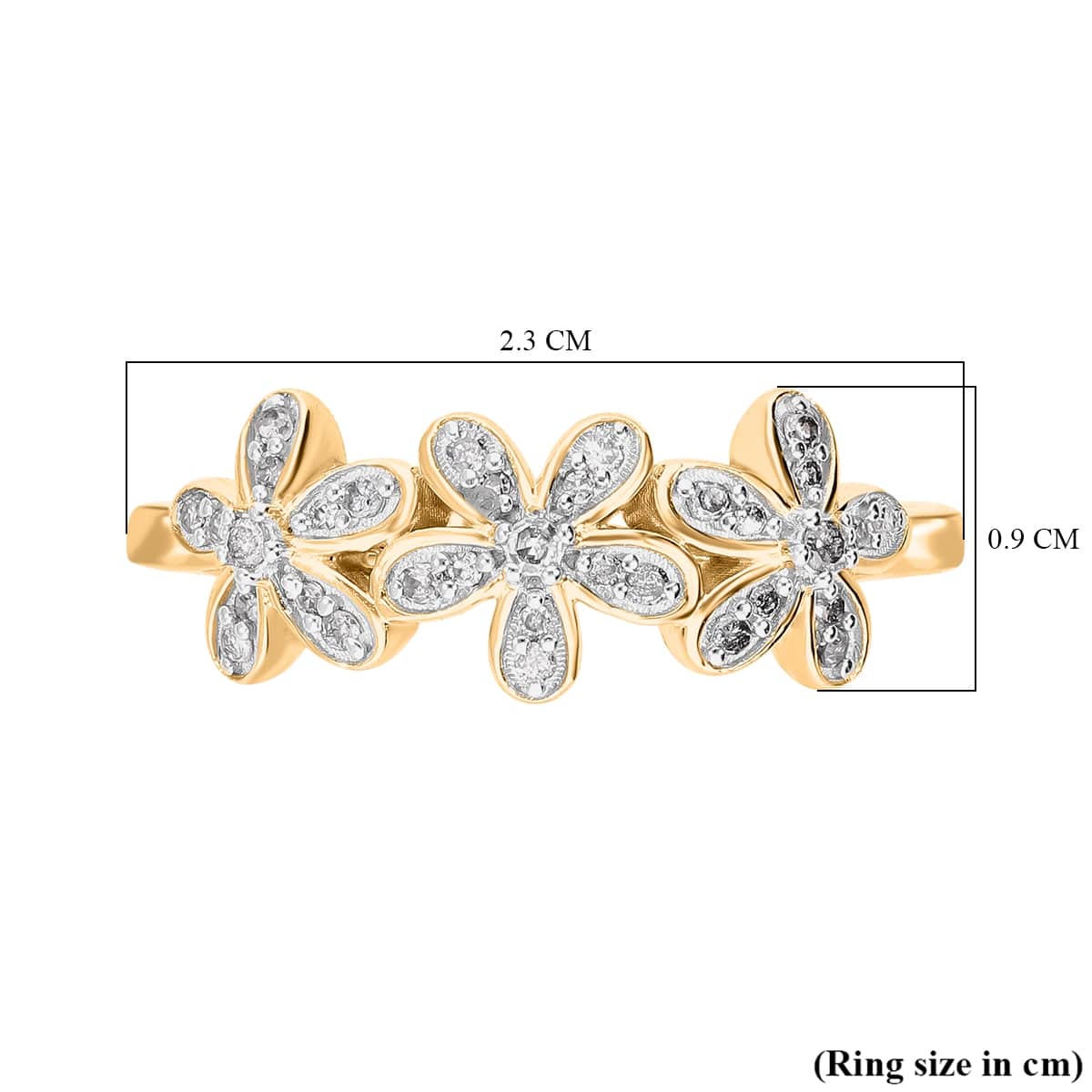 Diamond Floral Ring in 18K Vermeil Yellow Gold Plated Sterling Silver 7645359 3