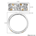 Diamond Floral & Leaf Band Ring in 18K Vermeil Yellow Gold Plated & Rhodium Overlay Sterling Silver_7647123_5