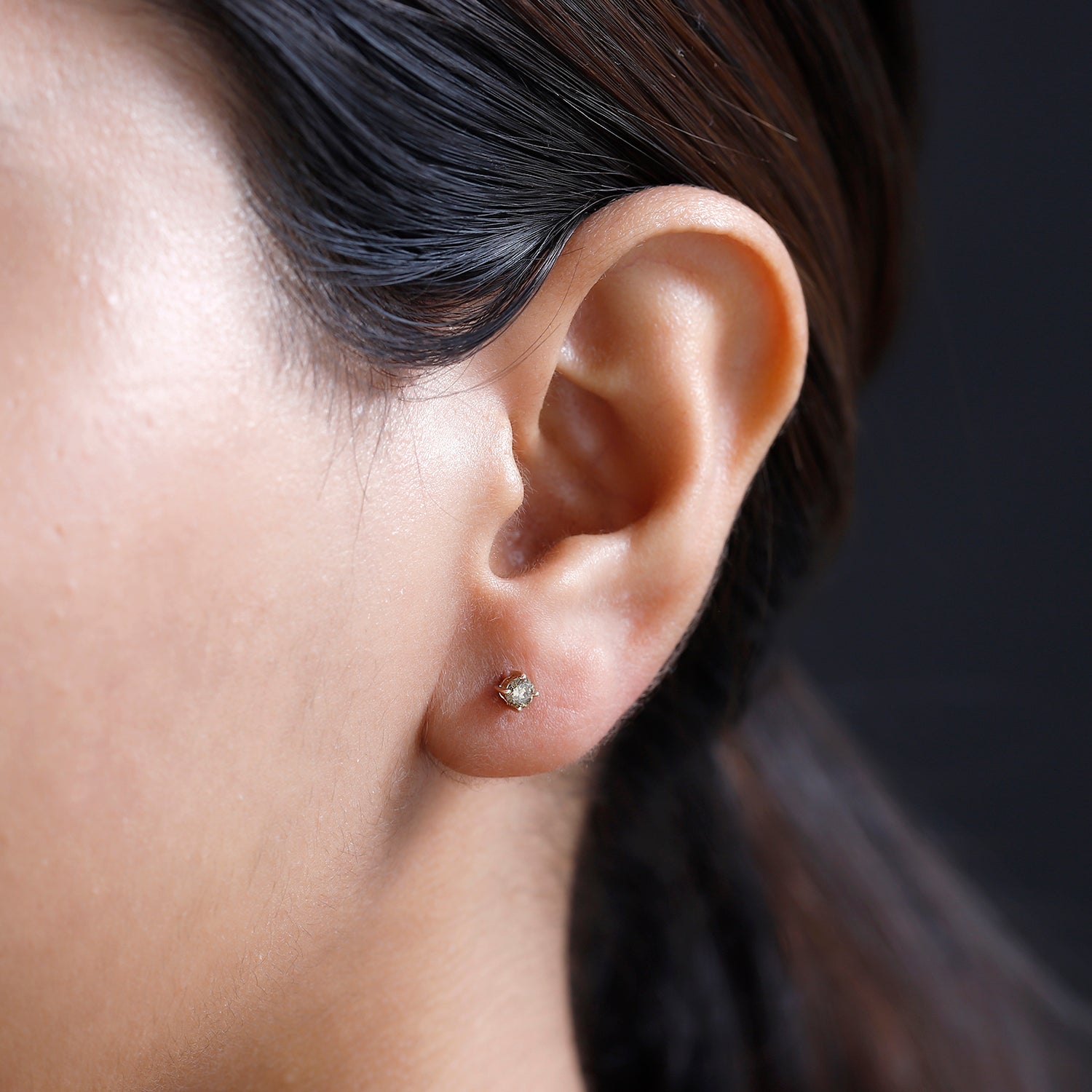 Natural Diamond Find - 9K Rose Gold Natural Champagne Diamond Stud Push Back Earrings 7648086 3