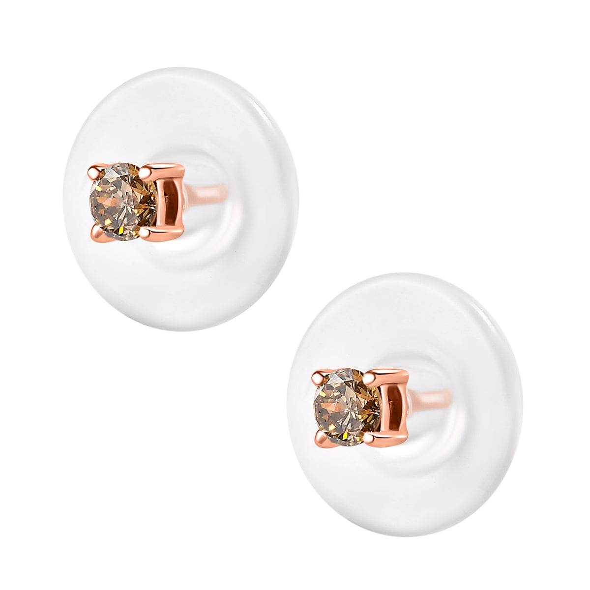 Natural Diamond Find - 9K Rose Gold Natural Champagne Diamond Stud Push Back Earrings 7648086 4