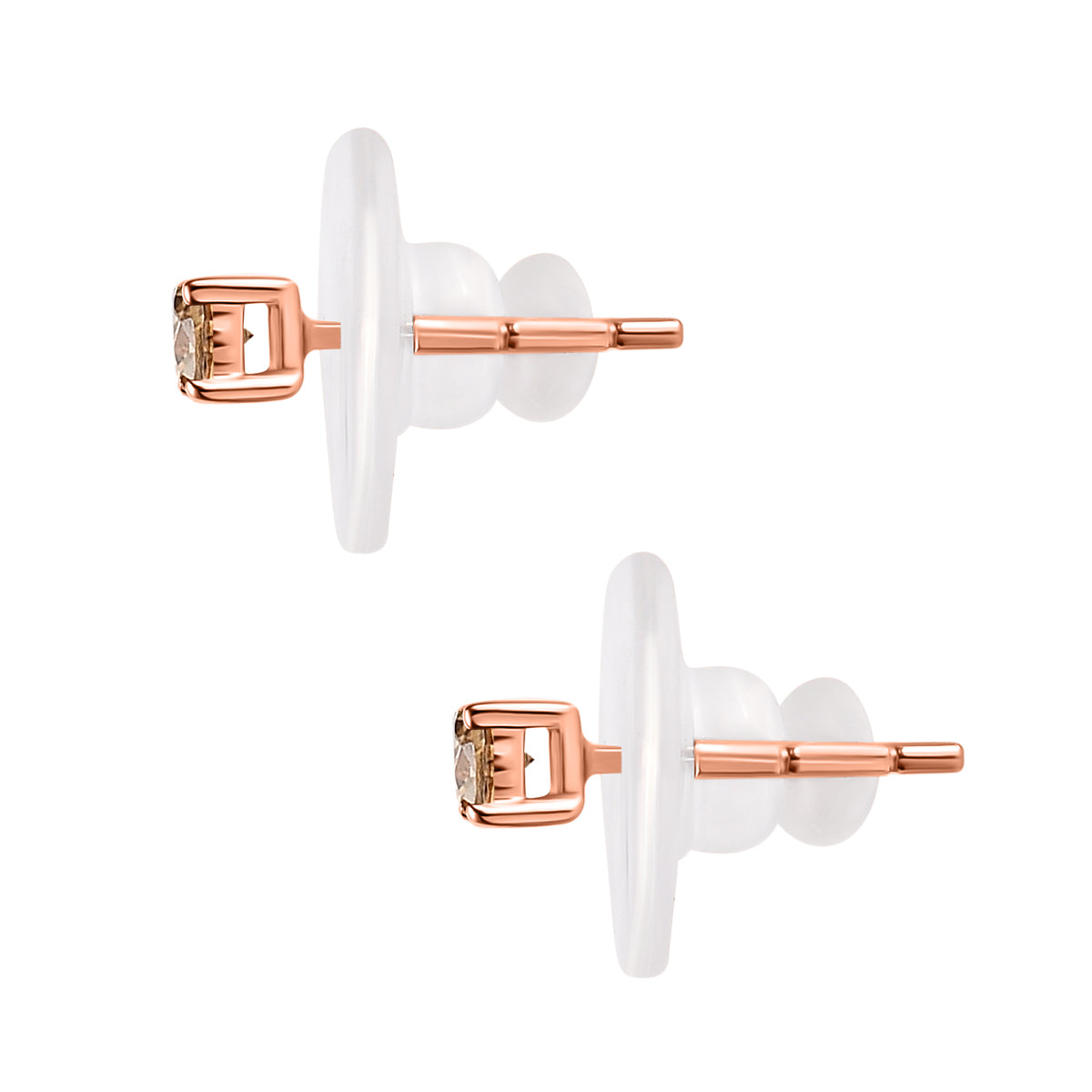 Natural Diamond Find - 9K Rose Gold Natural Champagne Diamond Stud Push Back Earrings 7648086 5
