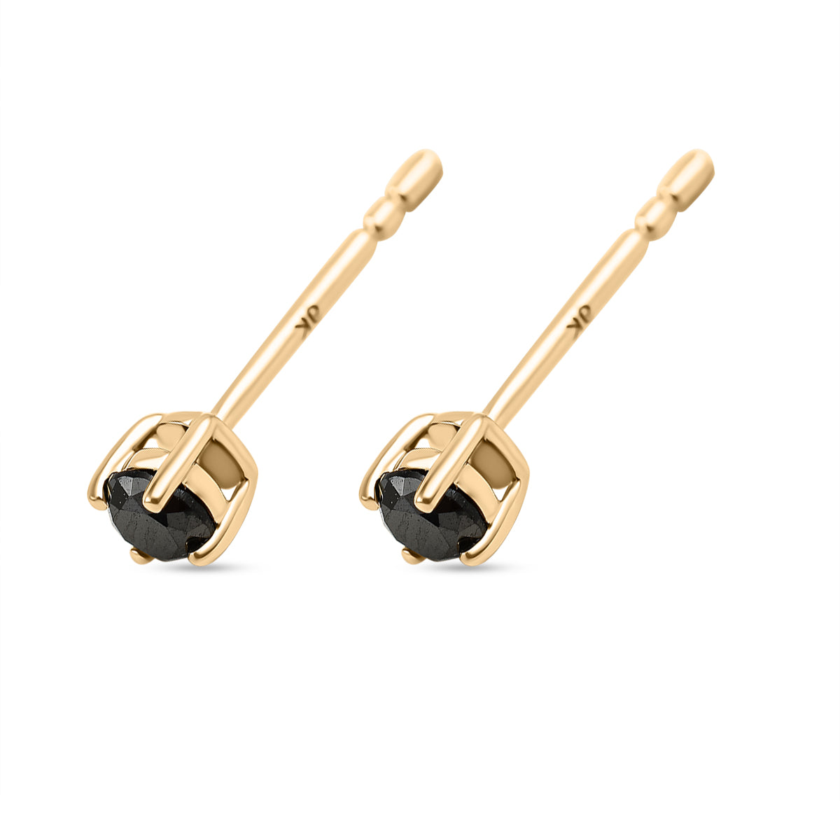 9K Yellow Gold Black Diamond Stud Earrings 7648121 3