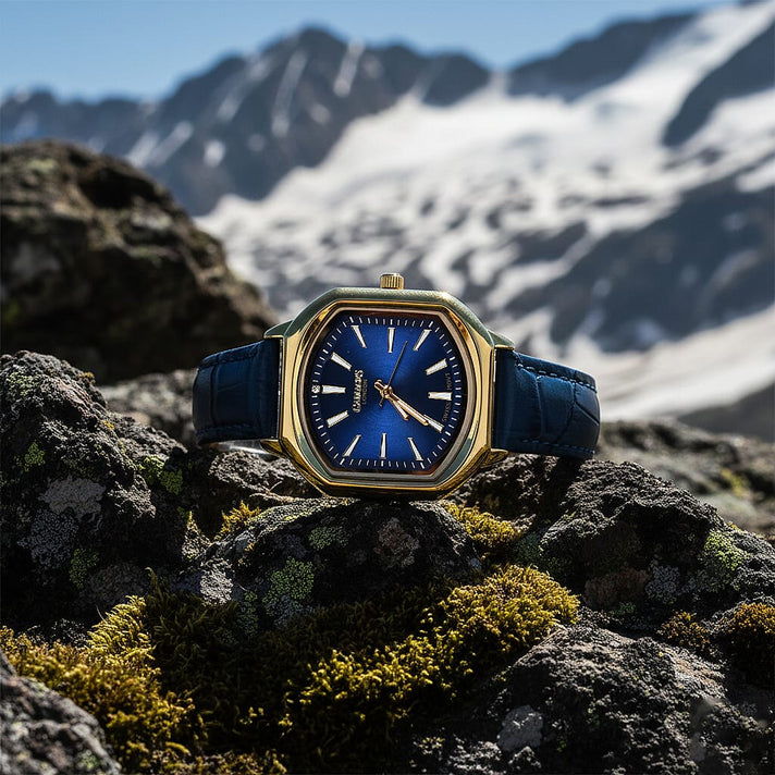 Gamages Of London Swiss Quartz Movement Water Resistant Ladies Viscountess Diamond Gold Navy Watch with Royal Blue Leather Bracelet 7648318 2