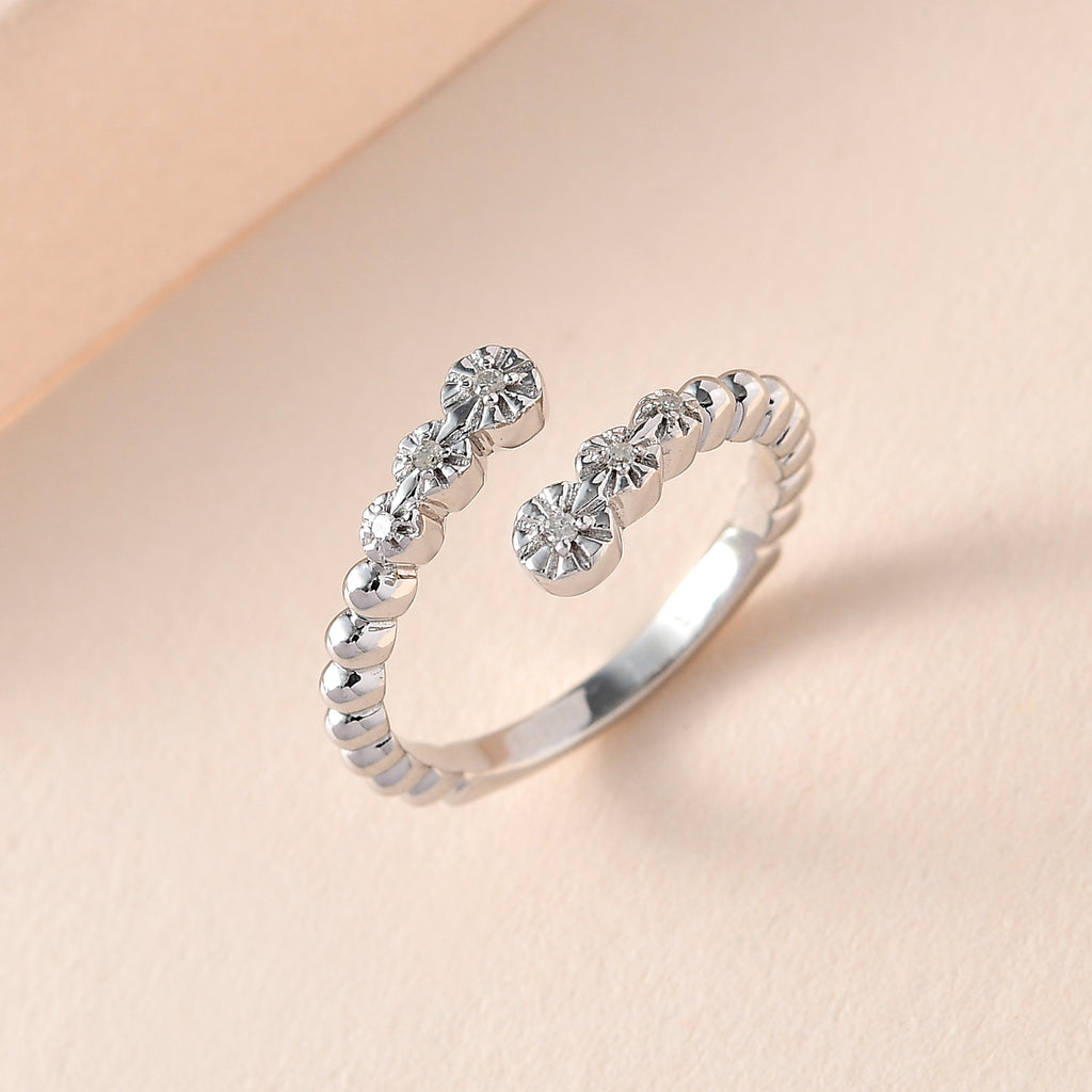 White Diamond  Bypass Ring in Platinum Overlay Sterling Silver 0.04 ct  0.040  Ct._7648347_1