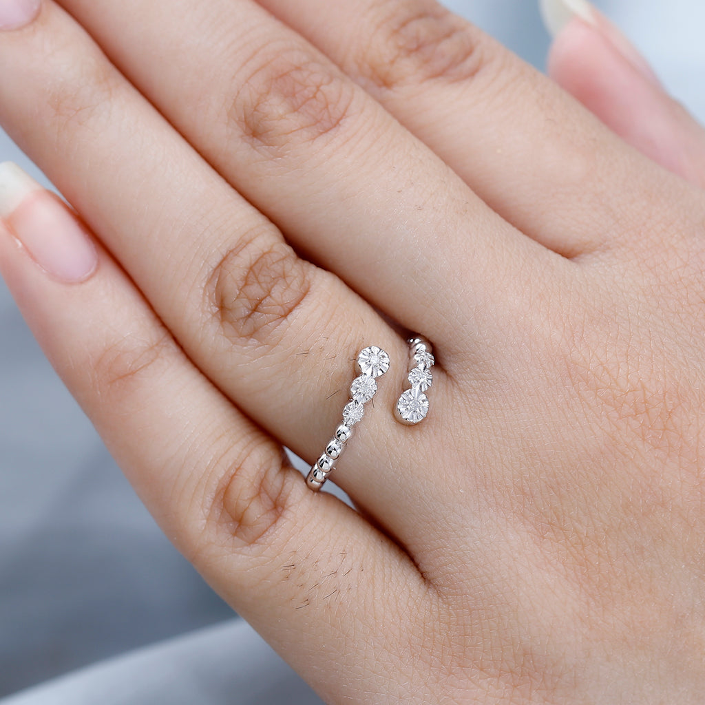 White Diamond  Bypass Ring in Platinum Overlay Sterling Silver 0.04 ct  0.040  Ct._7648347_2