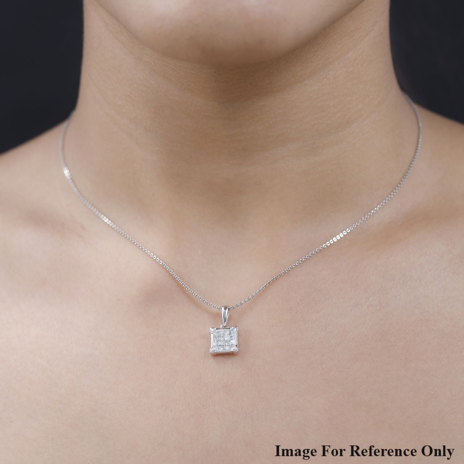 Diamond (I1-I2-G-H) Cluster Pendant in 14K White Gold, SGL Certified V32517740 2