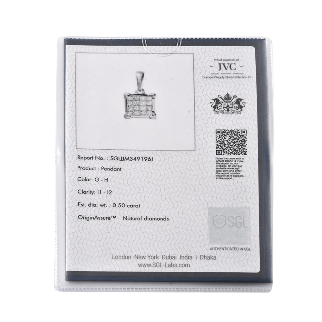 14K White Gold SGL Certified Diamond (I1-I2-G/H) Pendant 0.50 Ct._7648820_6