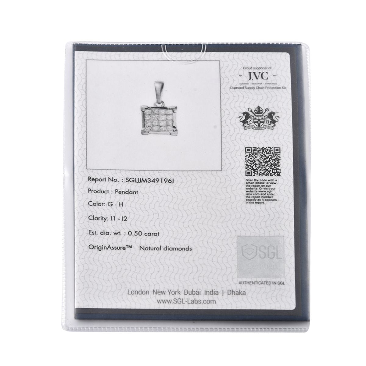 Diamond (I1-I2-G-H) Cluster Pendant in 14K White Gold, SGL Certified V32517740 7