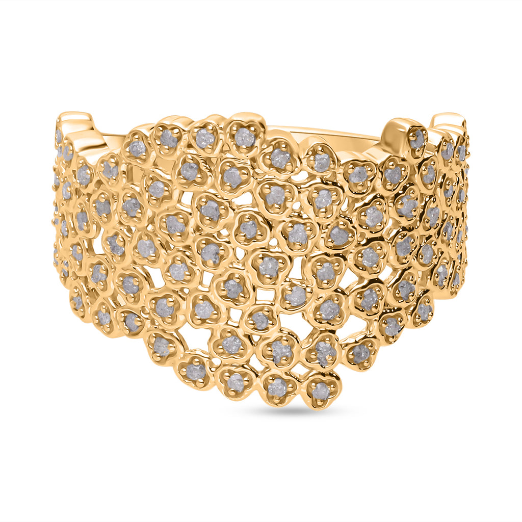 One Time Deal - Natural Diamond Palmyre Ring in 18K Vermeil Yellow Gold Plated Sterling Silver 0.54 Ct_7648936