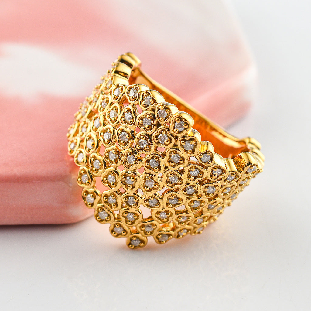 One Time Deal - Natural Diamond Palmyre Ring in 18K Vermeil Yellow Gold Plated Sterling Silver 0.54 Ct_7648936_1