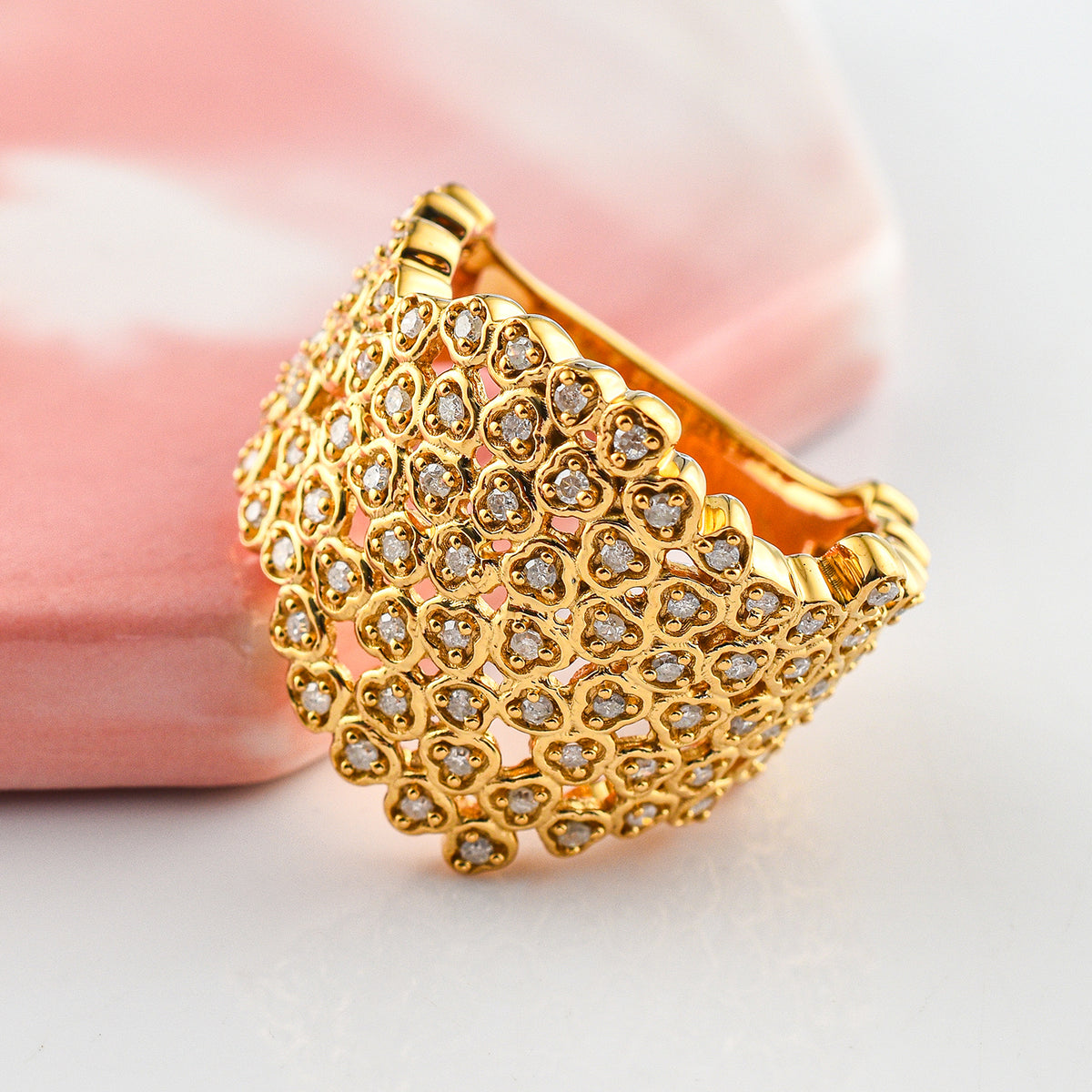 White Diamond Ring in 18K Vermeil Yellow Gold Sterling Silver 0.50 ct 0.540 Ct. 7648936 1