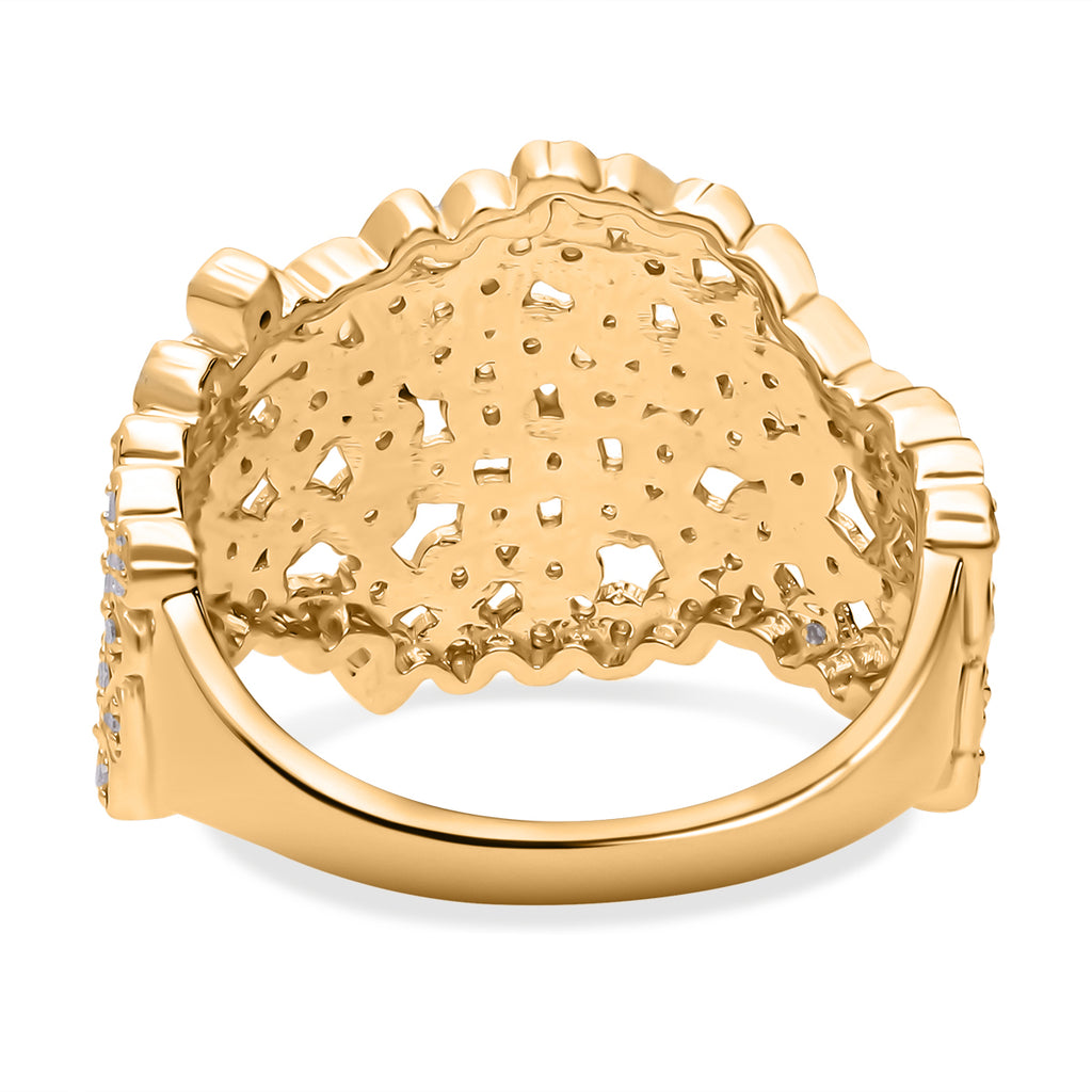 One Time Deal - Natural Diamond Palmyre Ring in 18K Vermeil Yellow Gold Plated Sterling Silver 0.54 Ct_7648936_4