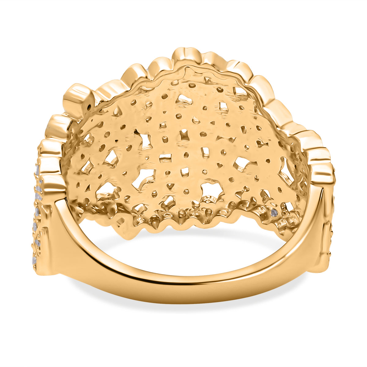 White Diamond Ring in 18K Vermeil Yellow Gold Sterling Silver 0.50 ct 0.540 Ct. 7648936 4