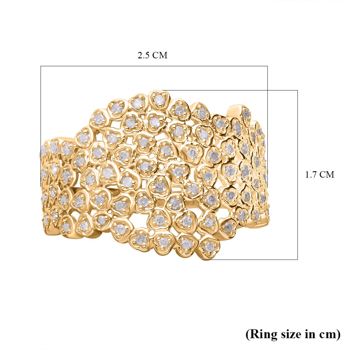 White Diamond Ring in 18K Vermeil Yellow Gold Sterling Silver 0.50 ct 0.540 Ct. 7648936 5