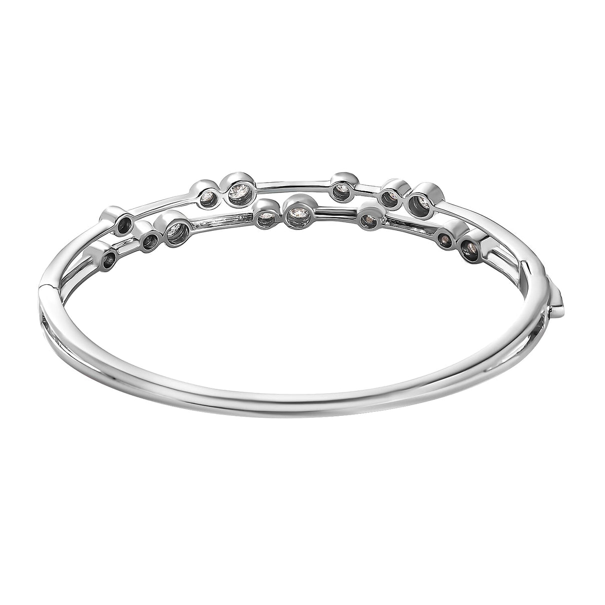 Moissanite Bubble Bangle (Size 7.5) in Platinum Overlay Sterling Silver 2.19 Ct, Silver Wt. 16.46 Gms. 7649678 8