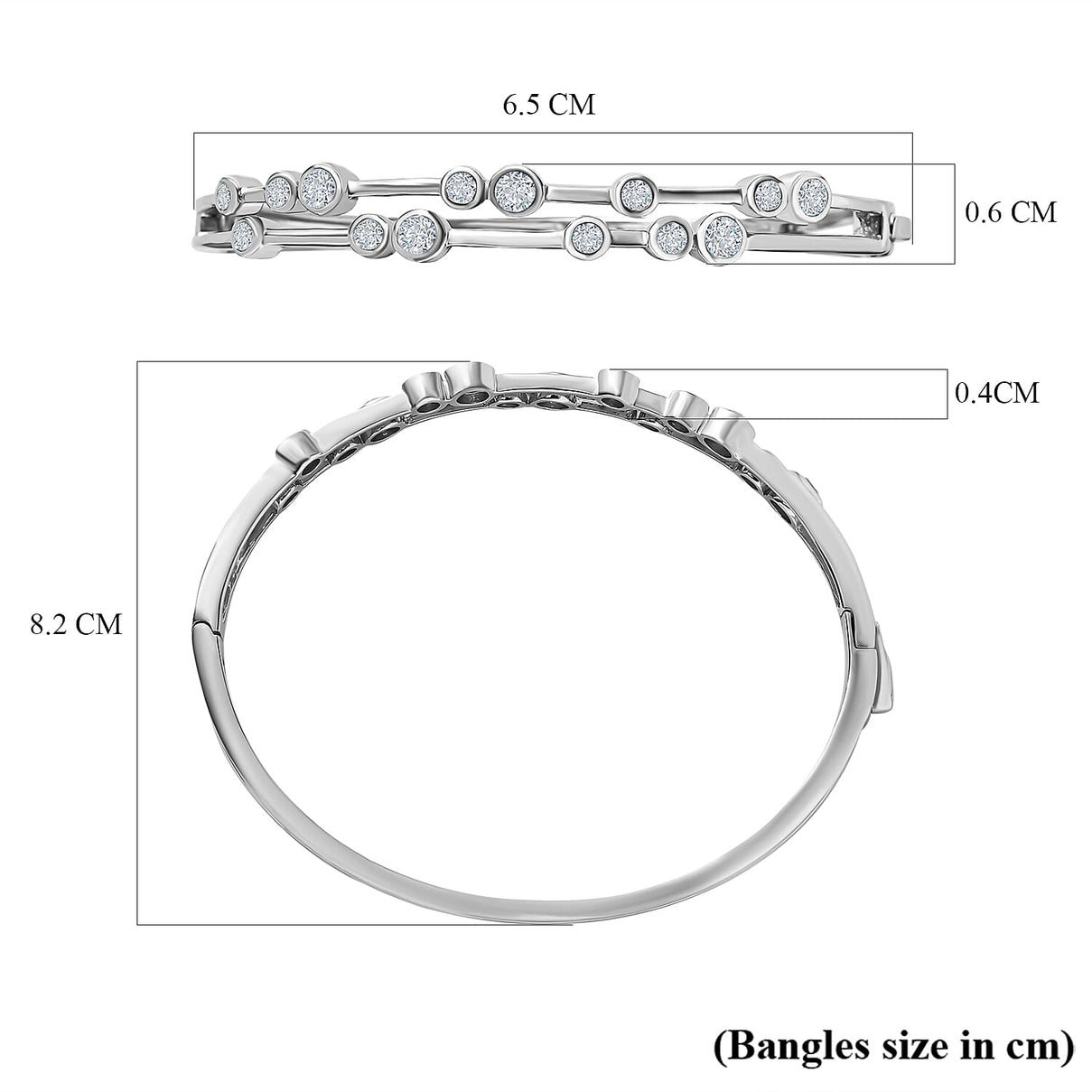 Moissanite Bubble Bangle (Size 7.5) in Platinum Overlay Sterling Silver 2.19 Ct, Silver Wt. 16.46 Gms. 7649678 9