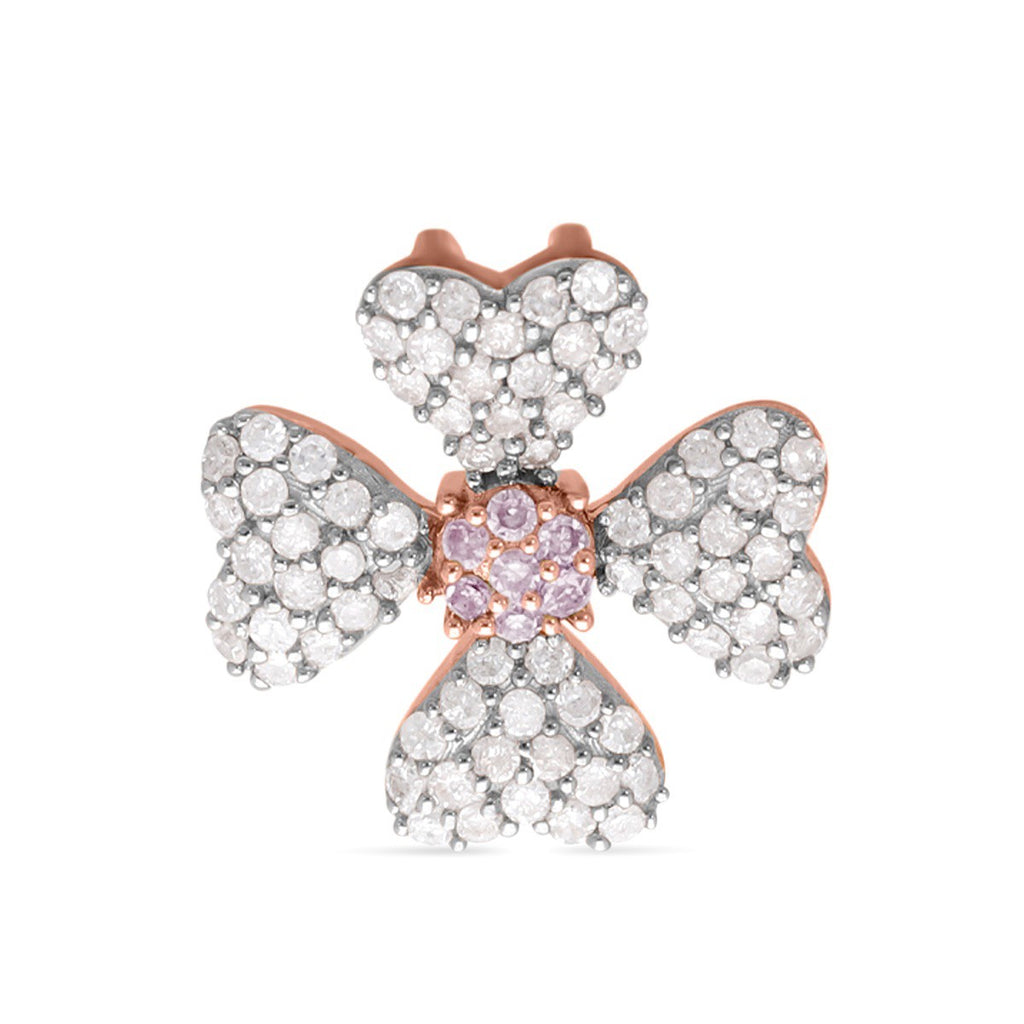 Designer Inspired - 9K Rose Gold Pink Diamond & White Diamond Clove Pendant 0.51 Ct_7652296