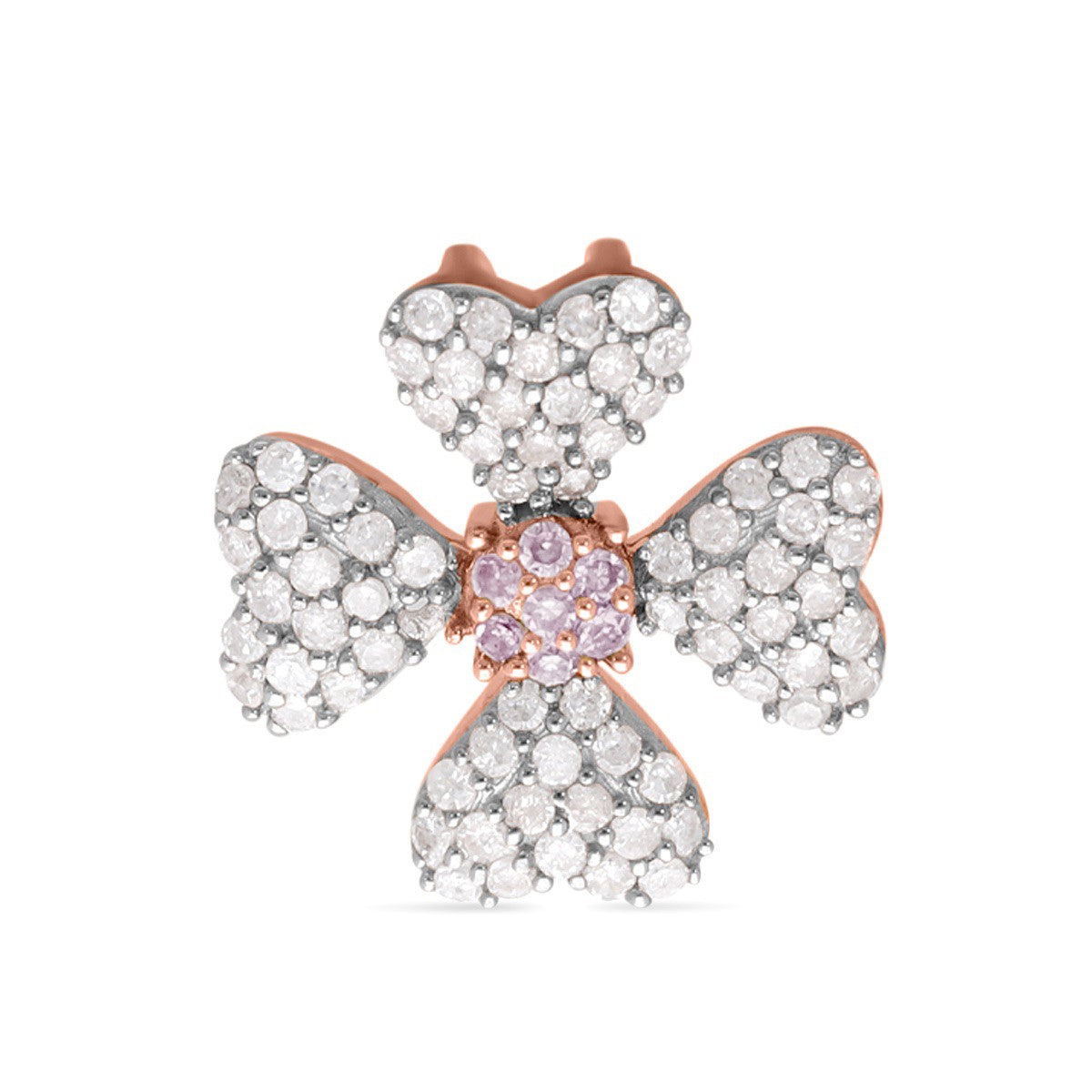 Designer Inspired - 9K Rose Gold Pink Diamond &amp; White Diamond Clove Pendant 0.51 Ct 7652296 0