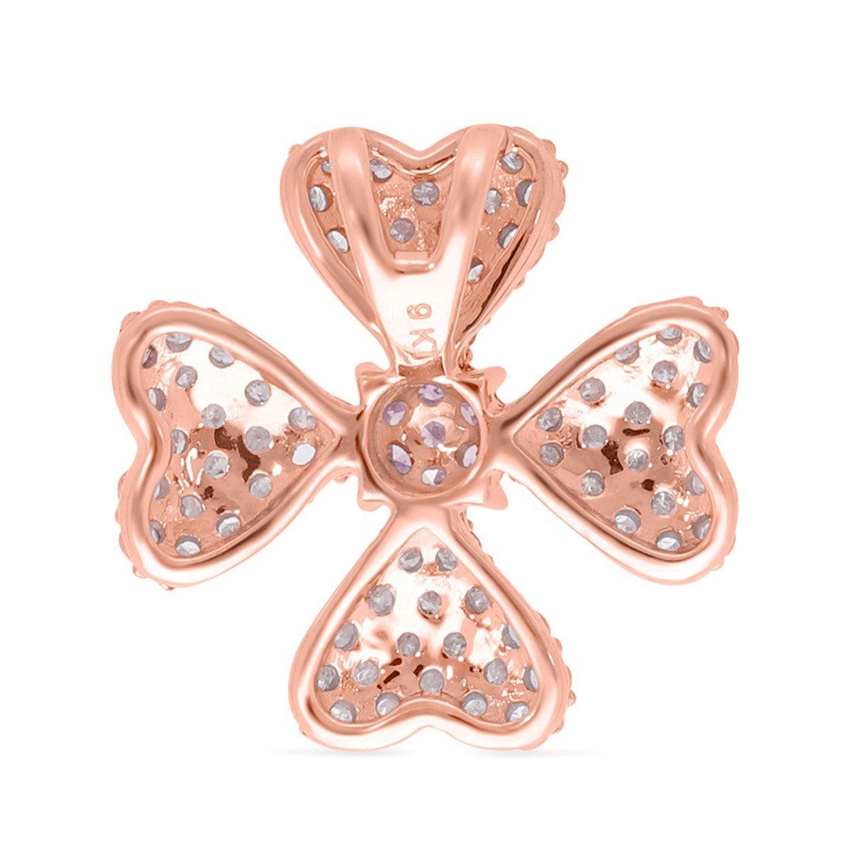 Designer Inspired - 9K Rose Gold Pink Diamond &amp; White Diamond Clove Pendant 0.51 Ct 7652296 2