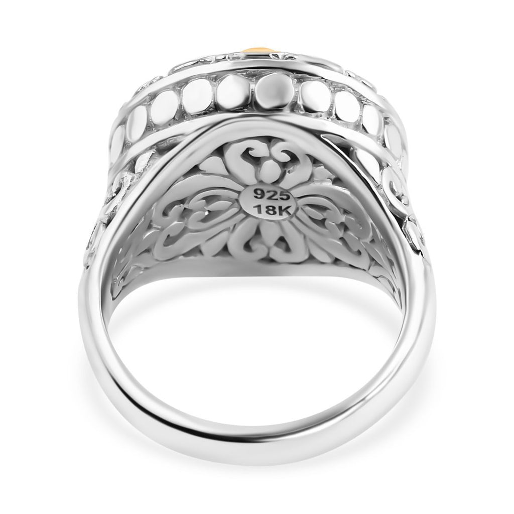 Royal Bali Iconic Collection - 18K Yellow Gold and Sterling Silver Filigree Ring, Silver Wt 8.80 GM_7654190_4