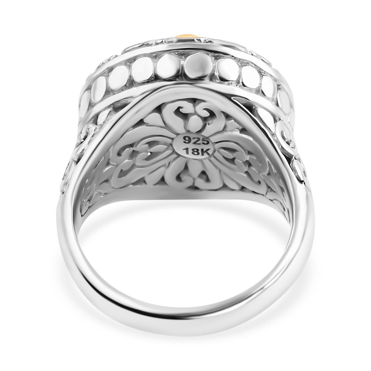 Royal Bali Iconic Collection - 18K Yellow Gold and Sterling Silver Filigree Ring, Silver Wt 8.80 GM 7654190 10