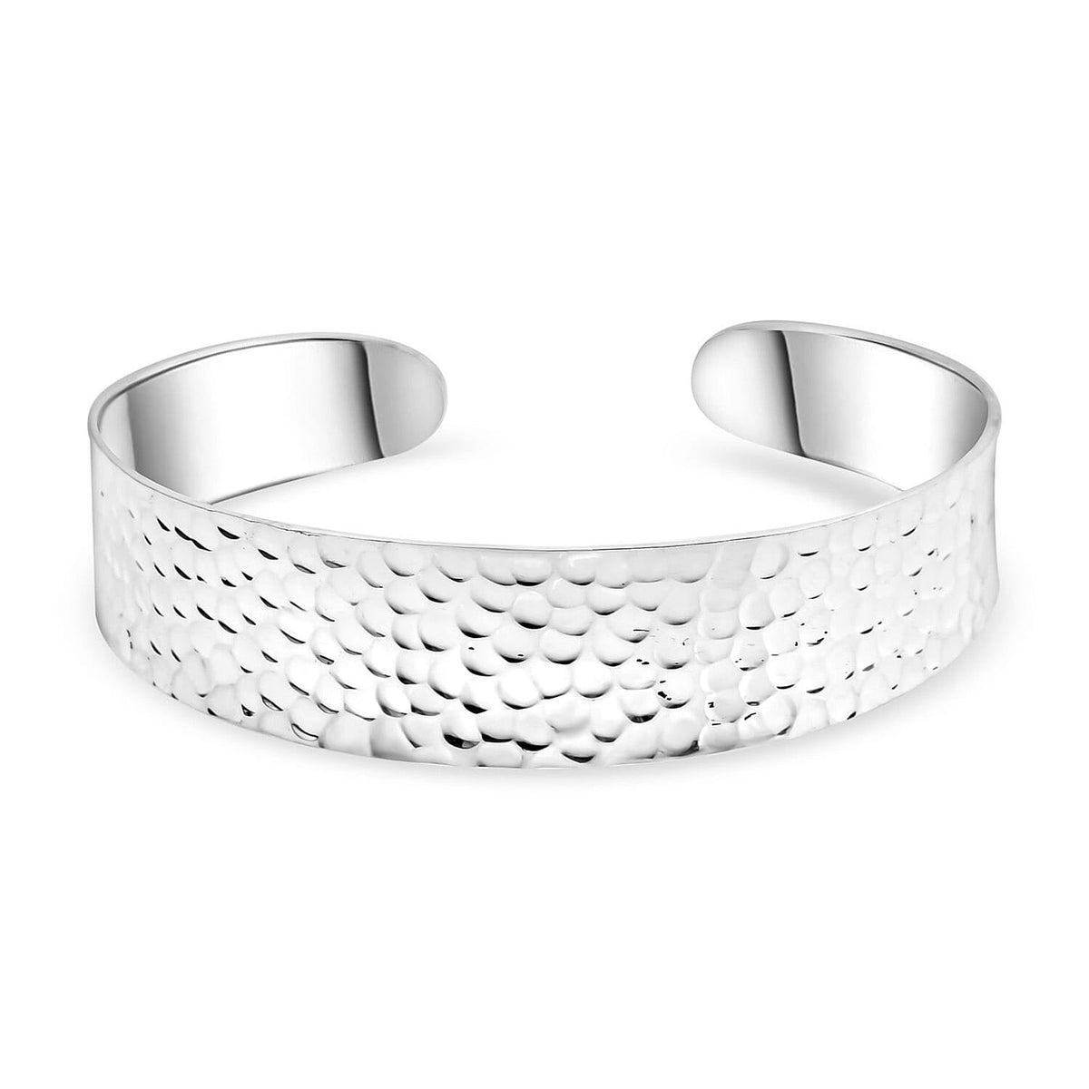 Royal Bali Collection - Handmade Hammered Cuff Bangle (Size - 7) in Sterling Silver 7656875 0