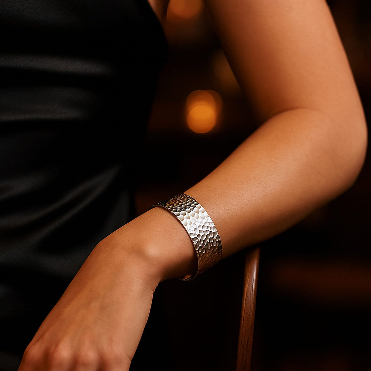 Royal Bali Collection - Handmade Hammered Cuff Bangle (Size - 7) in Sterling Silver 7656875 3