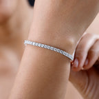 Moissanite Tennis Bracelet (Size - 7) in Platinum Overlay Sterling Silver 5.78 Ct, Silver Wt. 10 Gms_7659917_2