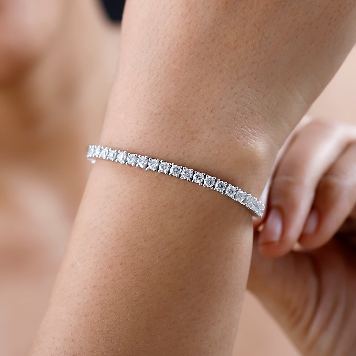 Moissanite Tennis Bracelet (Size - 7) in Platinum Overlay Sterling Silver 5.78 Ct, Silver Wt. 10 Gms 7659917 8