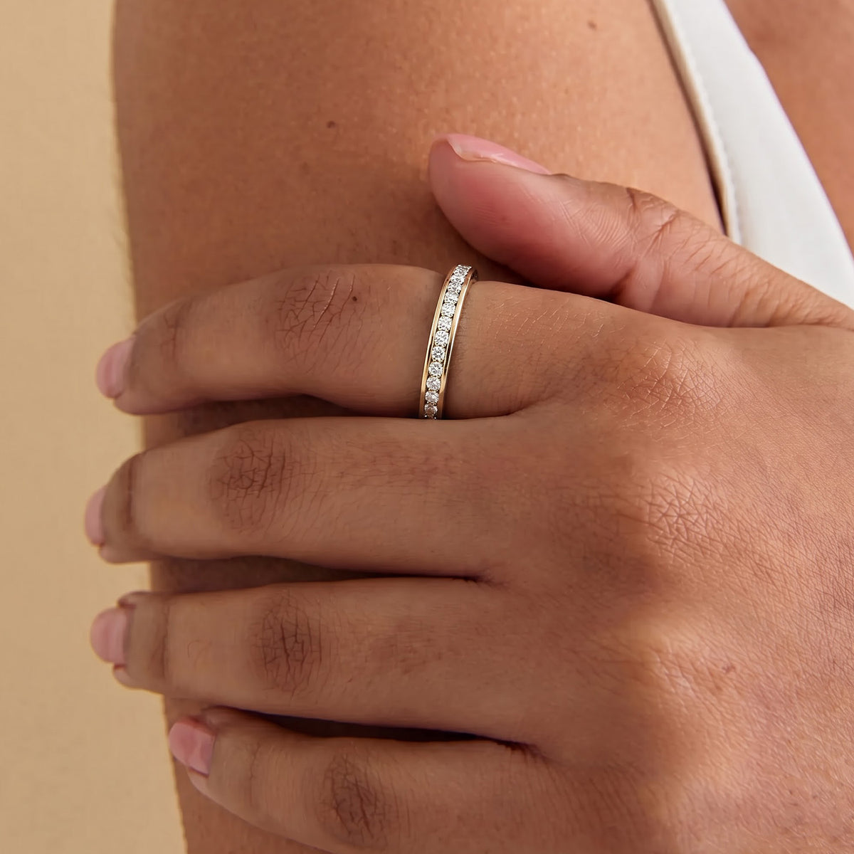 9K Yellow Gold Finest CZ Eternity Wedding Band Ring 7661544 6