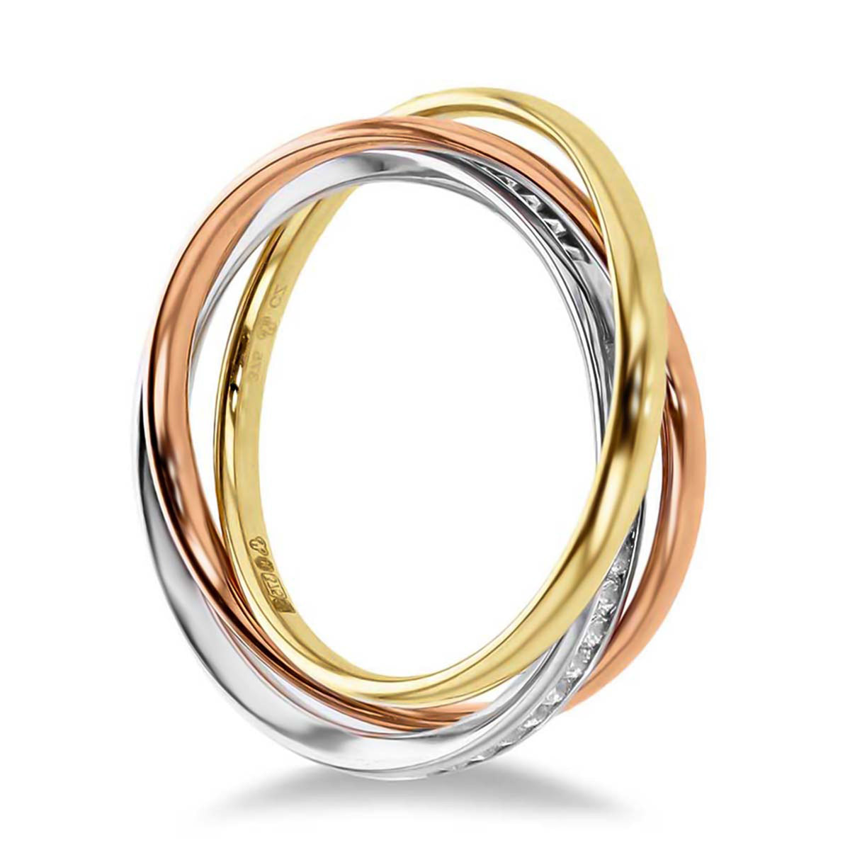 9K Gold Finest CZ Entwined Ring in Tri-Colour 7661604 5