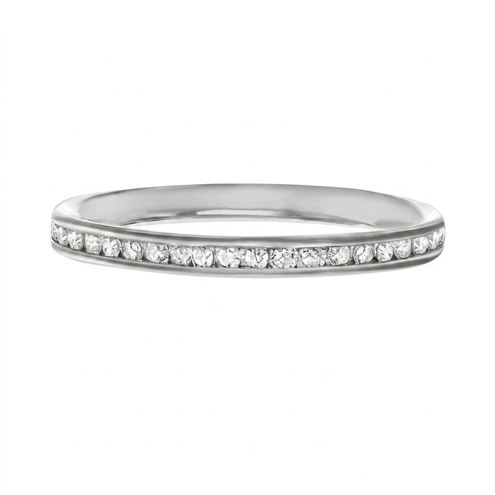 9K White Gold Finest CZ Wedding Band Ring 7662058 1