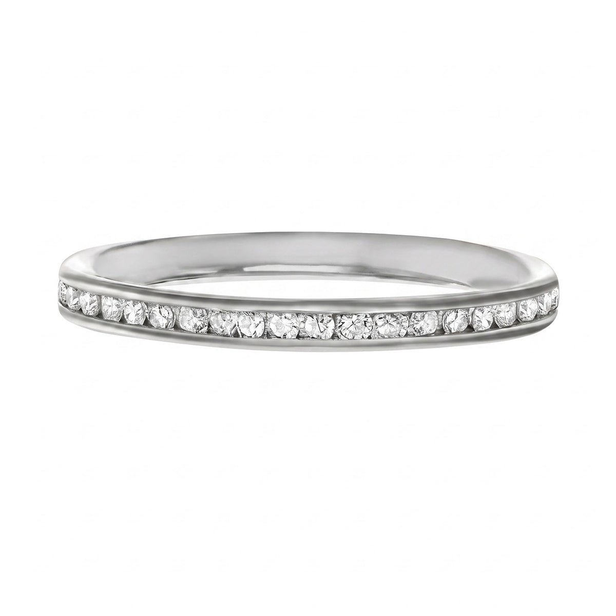 9K White Gold Finest CZ Wedding Band Ring 7662058 7