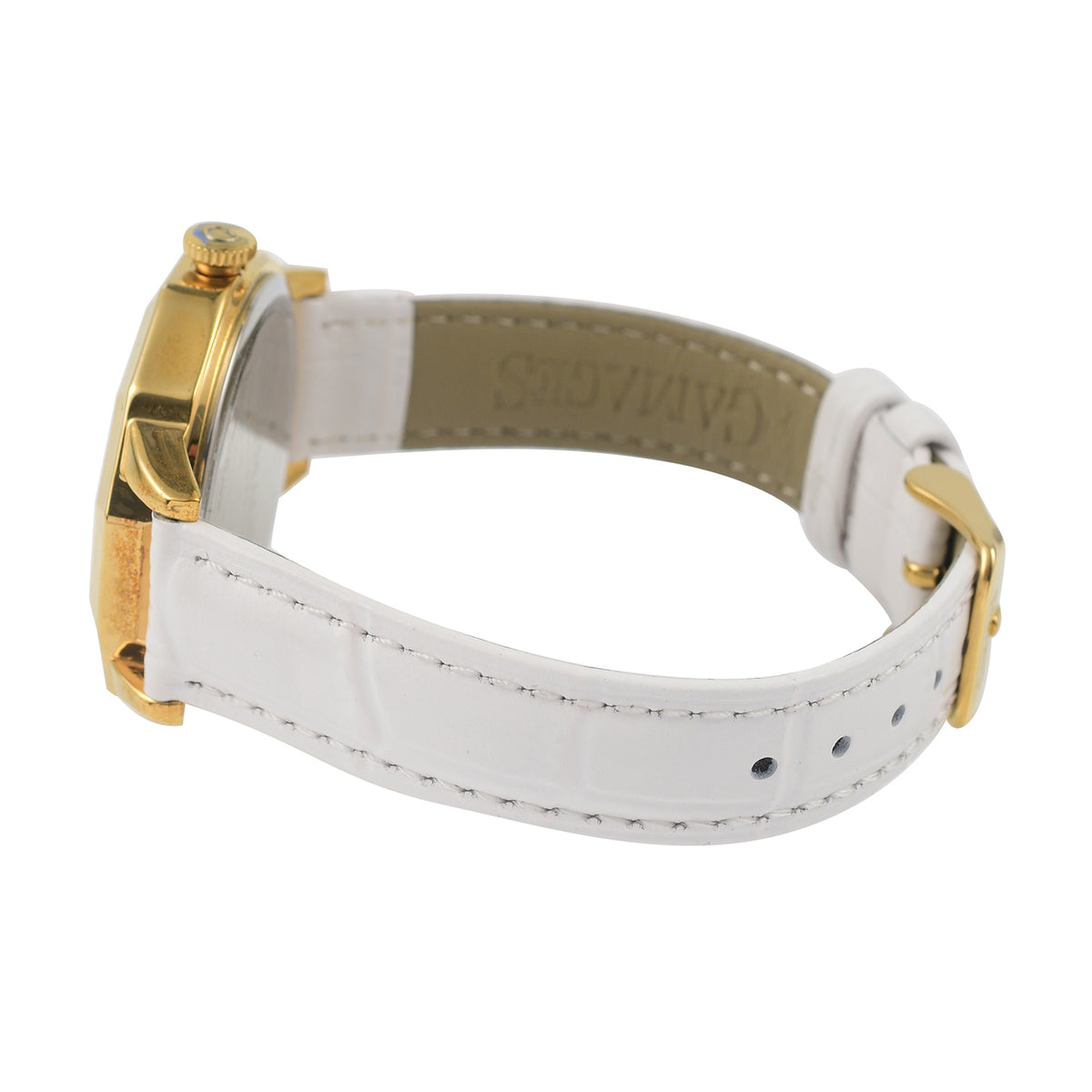 Gamages of London Ladies Dame Diamond Swiss Quartz Movement Water Resistant Watch with White Leather Strap in Gold Tone 7663859 5