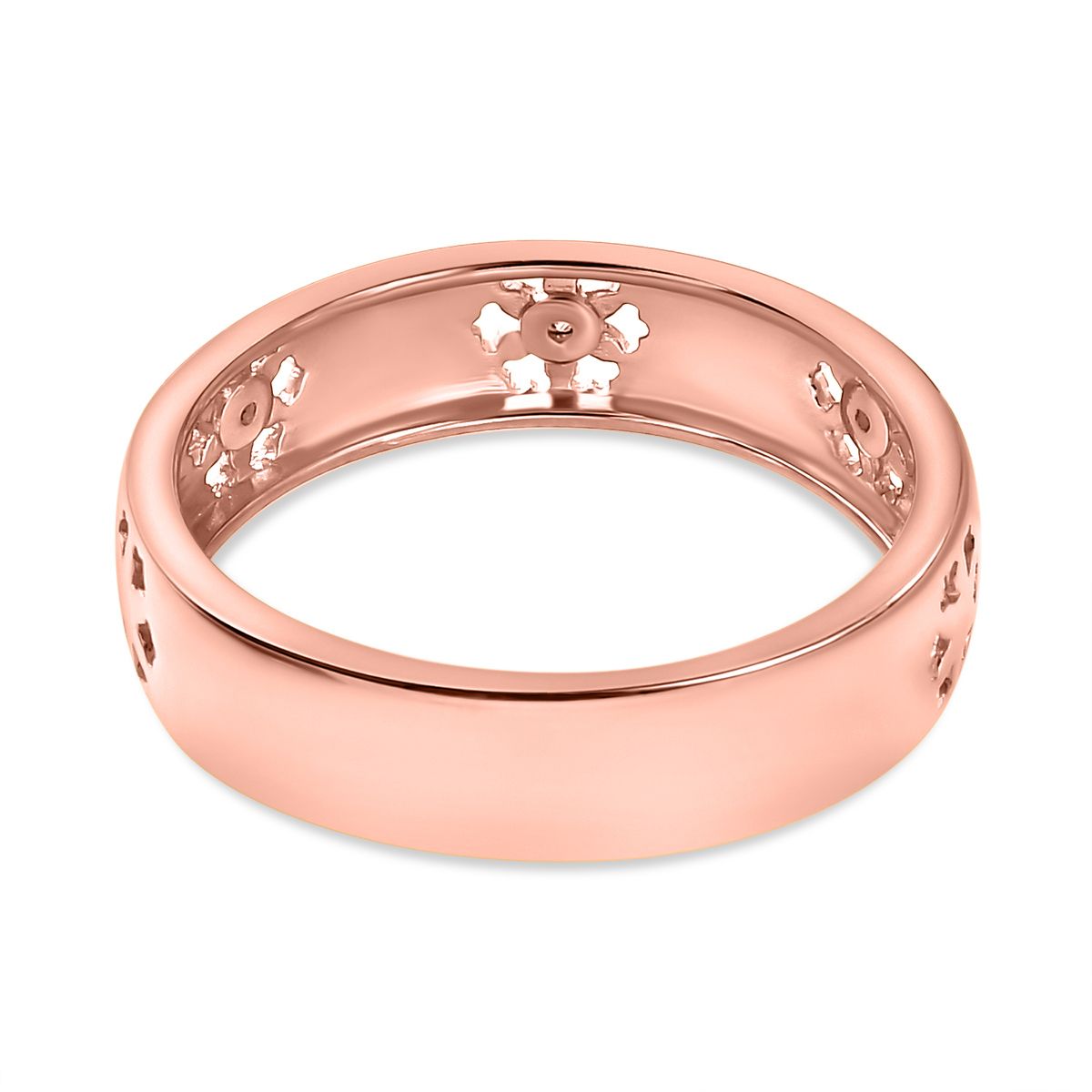 Diamond Floral Band Ring in 18K Vermeil Rose Gold Plated Sterling Silver V32513072 4