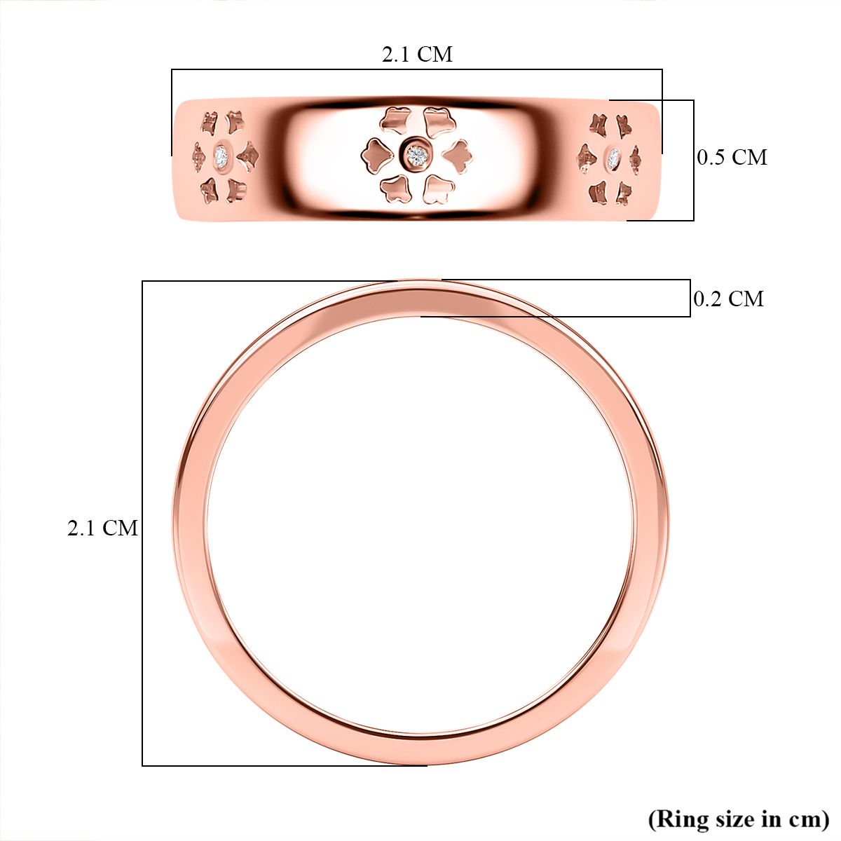 Diamond Floral Band Ring in 18K Vermeil Rose Gold Plated Sterling Silver V32513072 5