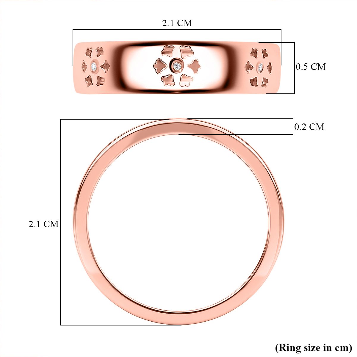 Diamond Floral Band Ring in 18K Vermeil Rose Gold Plated Sterling Silver V32513067 5