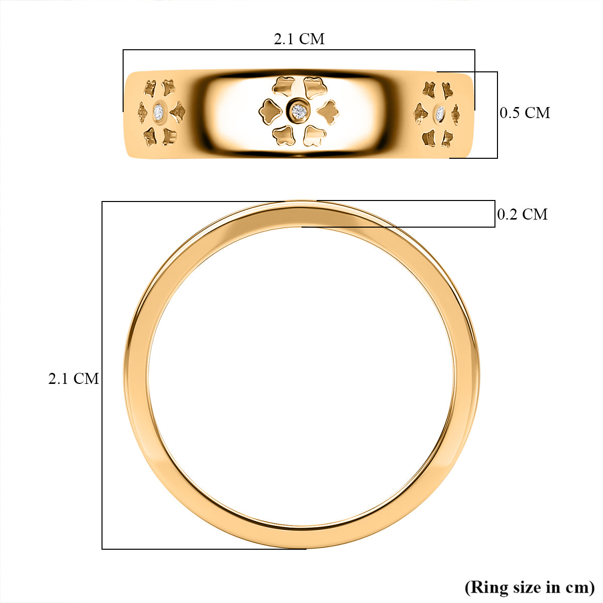 Diamond Floral Band Ring in 18K Vermeil Yellow Gold Plated Sterling Silver V32512936 6